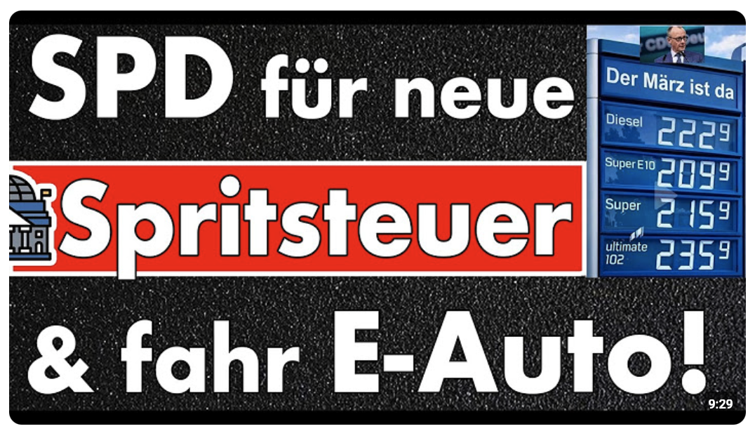 SPD für neue Strafsteuer auf Benzin & Diesel – Du sollst sowieso E-Auto fahren! Die SPD muss weg!