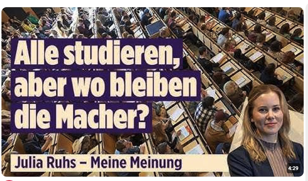 Julia Ruhs – Meine Meinung: Alle studieren, aber wo bleiben die Macher?