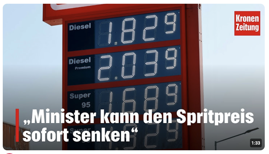 „Minister kann den Spritpreis sofort senken“ I krone.tv NEWS