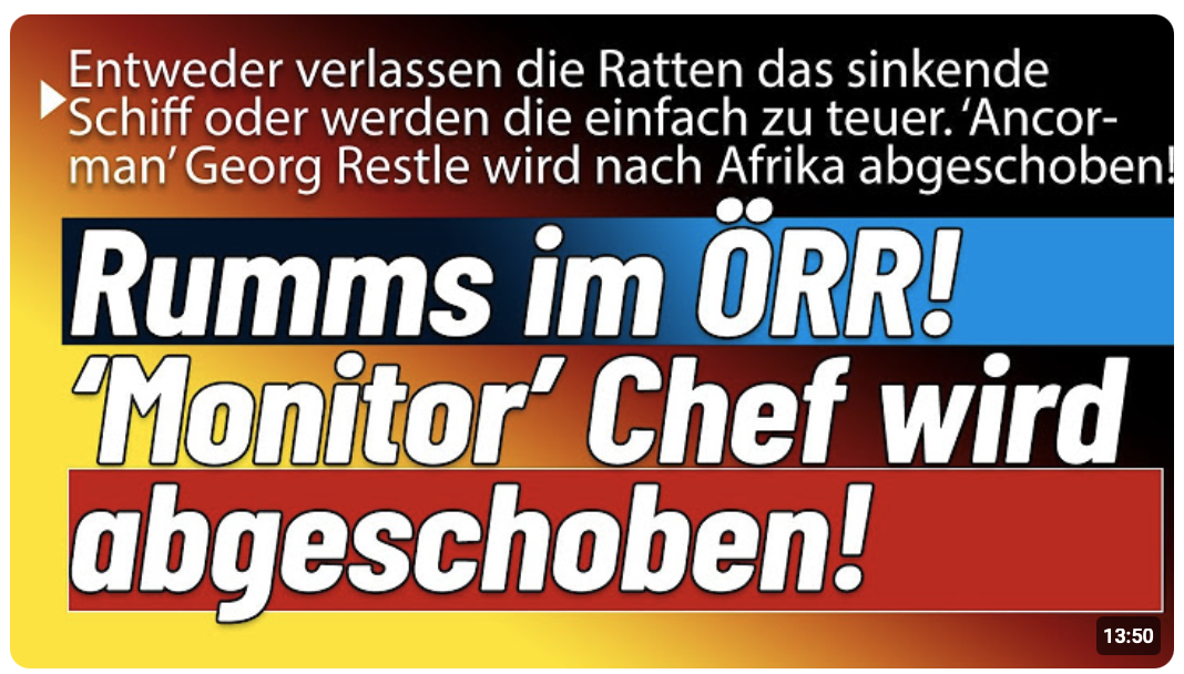 Ironie pur! Oberster Hetzer der ARD wird nach Afrika verfrachtet! Zudem: SAT1 Story enttarnt!