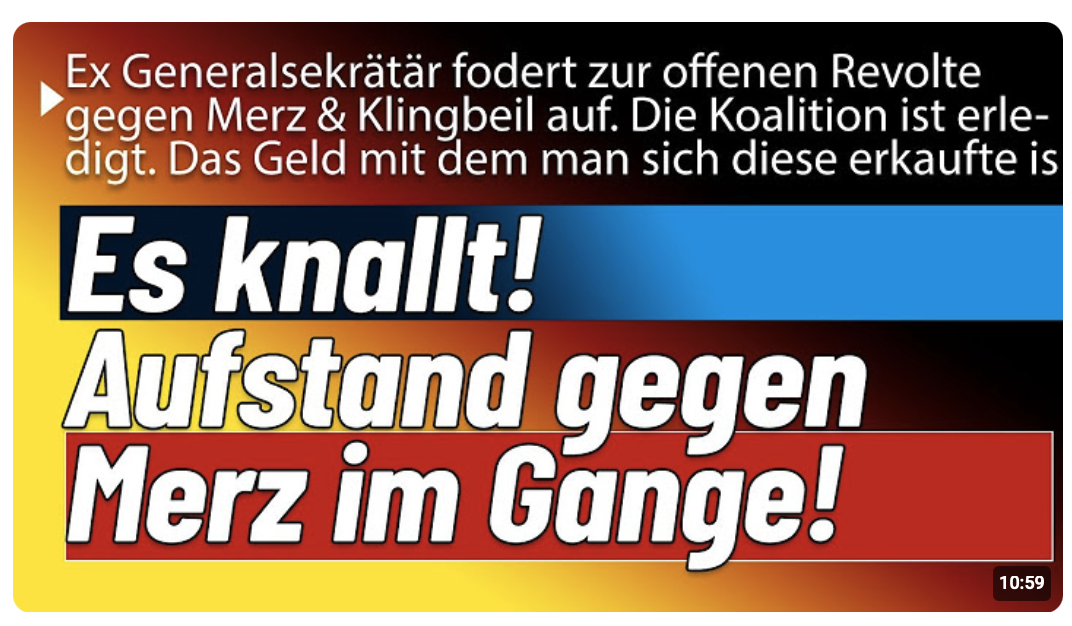 Das Geld ist alle! Offene Palastrevolte in der Union, Merz/Klingbeil Koalition fliegt auseinander!