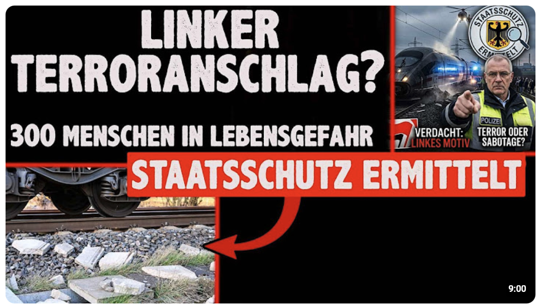 Linker Terroranschlag auf Regionalzug Zug kracht in Betonplatten auf Gleisen mp4