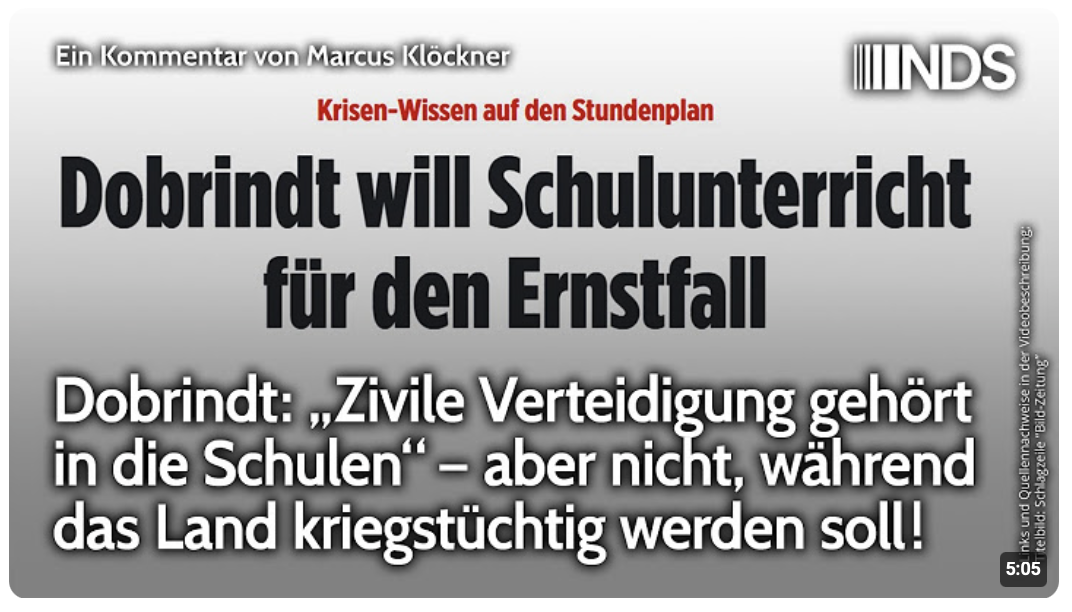 Dobrindt: „Zivile Verteidigung in die Schulen“ – aber nicht, während Land kriegstüchtig werden soll!