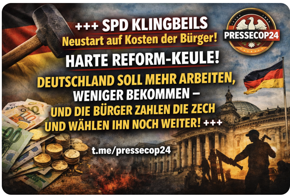 +++ KLINGBEILS HARTE REFORM-KEULE! DEUTSCHLAND SOLL MEHR ARBEITEN, WENIGER BEKOMMEN – UND DIE BÜRGER ZAHLEN DIE ZECH! +++