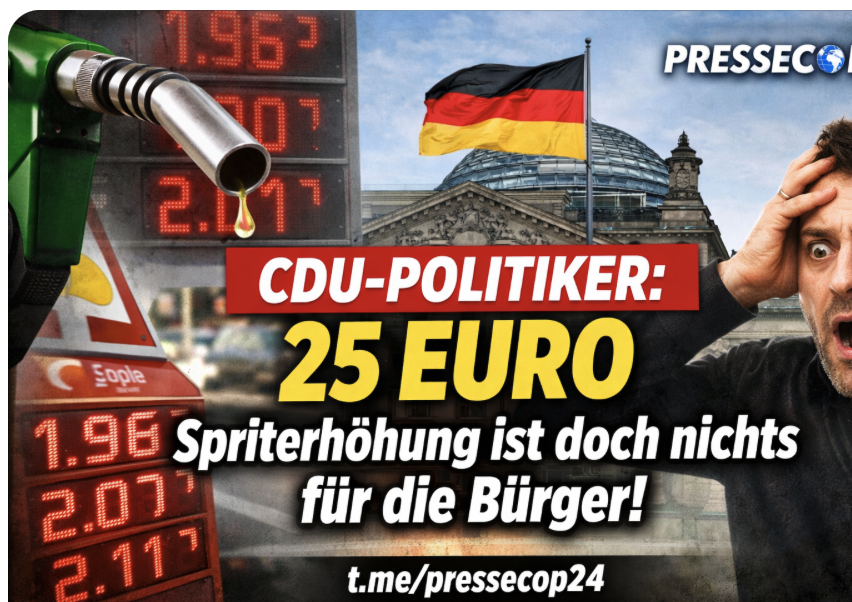 CDU-POLITIKER: 25 EURO Spriterhöhung ist doch nichts für die Bürger!