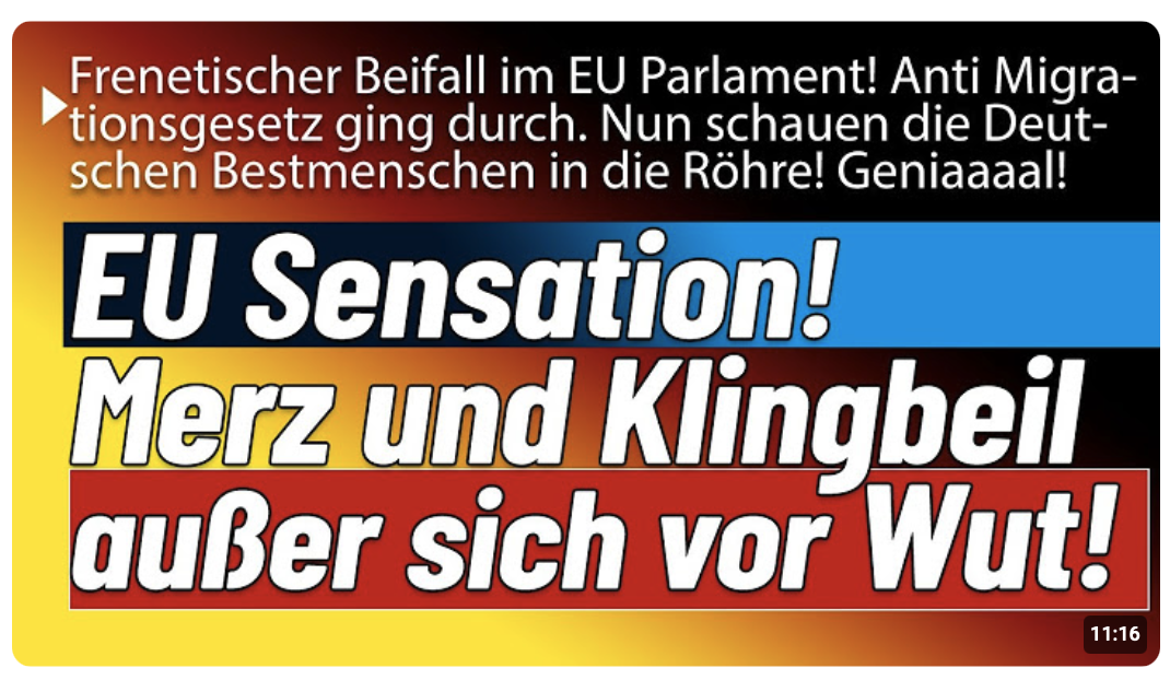 Das hat gesessen! Blaue & Schwarze EU-ler beschließen TOP-Gesetz. Grüne & SPD spucken Gift & Galle!