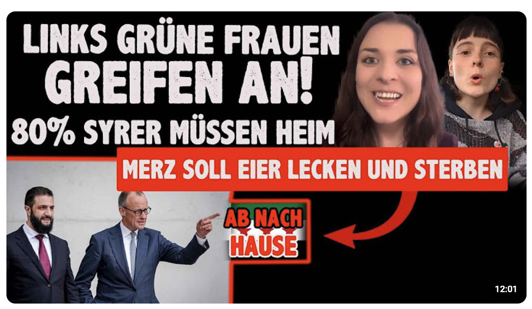 Links GRÜNE Frauen eskalieren wegen Syreren die zurück sollen Merz in der Kritik