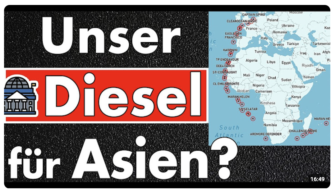 Dutzende Tanker fahren beladen von Europa nach Asien! Asien kauft unsere Lager leer!