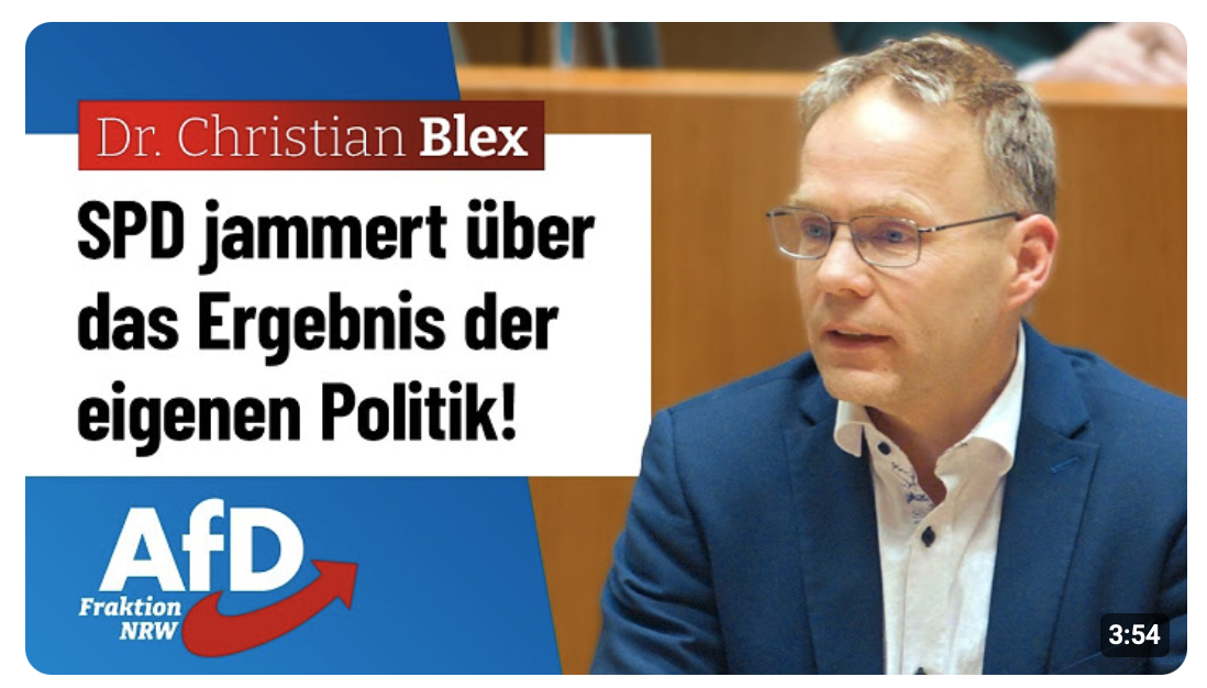 SPD jammert über das Ergebnis der eigenen Politik! – Dr. Christian Blex (AfD)