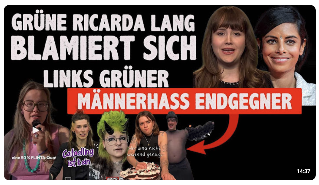 Grüne Ricarda Lang eskaliert und der Männerhass links grüner Feminist*innen!