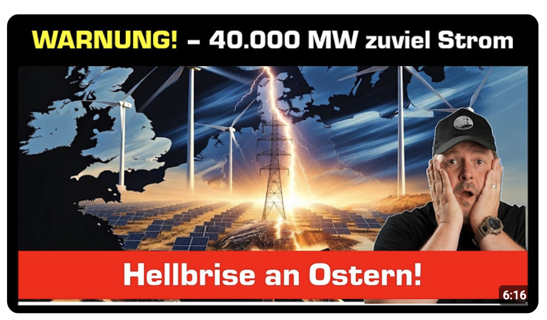 Warnung! 40.000 MW zuviel heute Mittag im Stromnetz! – Hellbrise am Feiertag