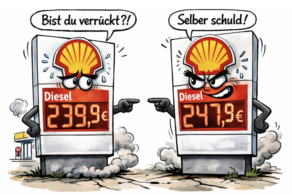 DIESEL-WAHNSINN IN RÜSSELSHEIM! PREIS-ABZOCKE, Diesel-Preisunterschied von 8 Cent bei Shell-Tankstellen! FOTO-VERBOT!