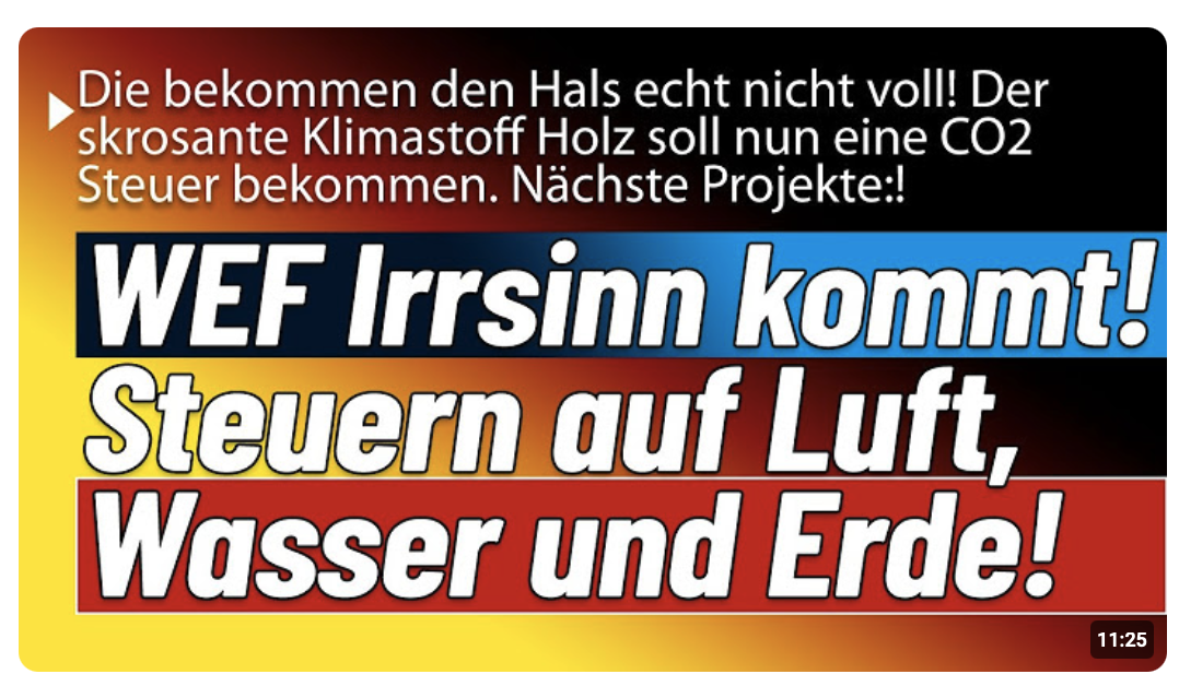 Nun drehen die endgültig durch! Klimasteuer auf Rohstoffe! Nächste Projekte Wasser, Sauerstoff & …