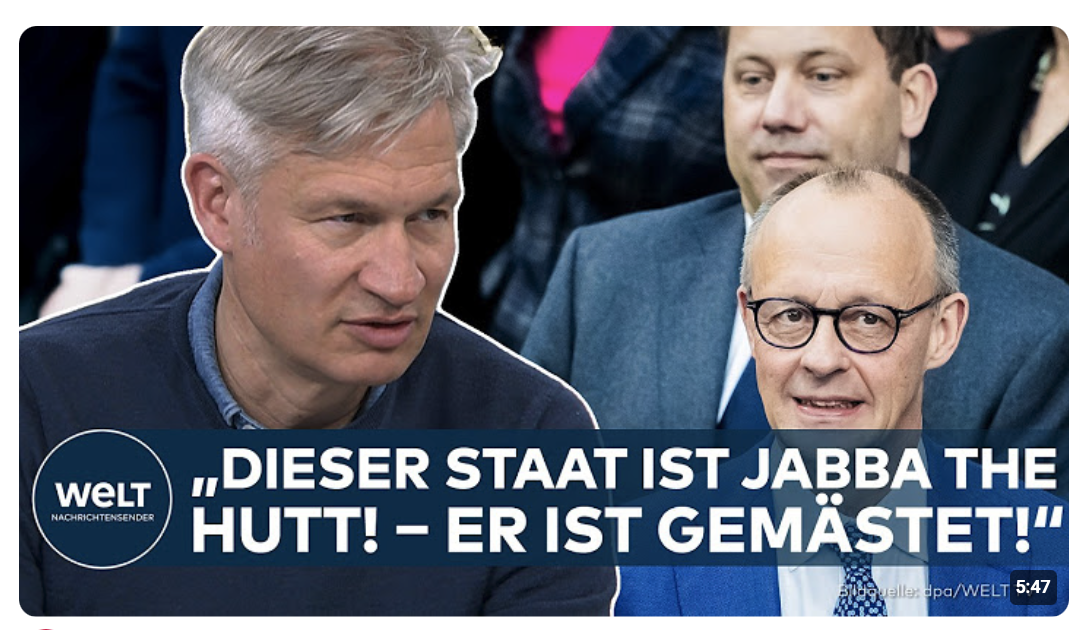 DEUTSCHLAND: Poschardt rechnet mit „gemästeten“ Staat ab! „Er ist Jabba the Hutt“