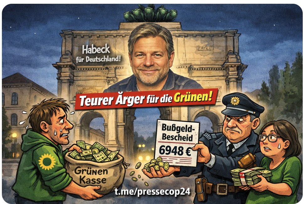 6948 Euro BUßGELD-KNALL FÜR DIE GRÜNEN! HABECK-PROJEKTION WIRD ZUM TEUREN POLIT-BOOMERANG!