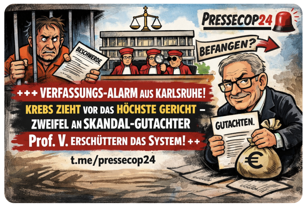 +++ VERFASSUNGS-ALARM AUS KARLSRUHE! KREBS ZIEHT VOR DAS HÖCHSTE GERICHT – ZWEIFEL AN SKANDAL- GUTACHTER Prof. V.  ERSCHÜTTERN DAS SYSTEM! +++
