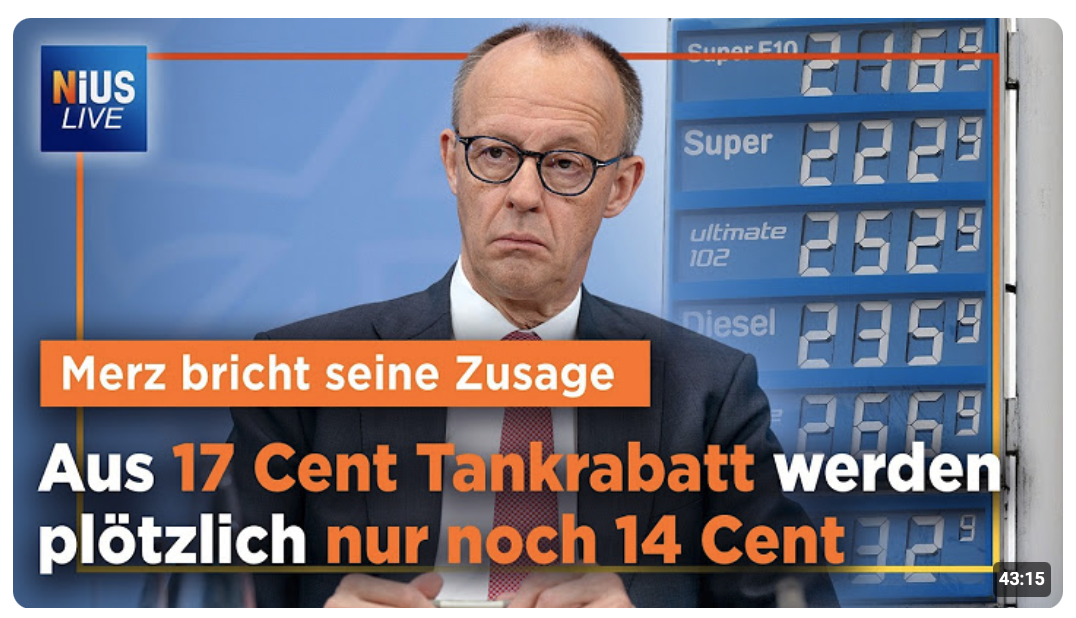 Schwindel beim Tankrabatt: Merz-Versprechen hält keine 24 Stunden 