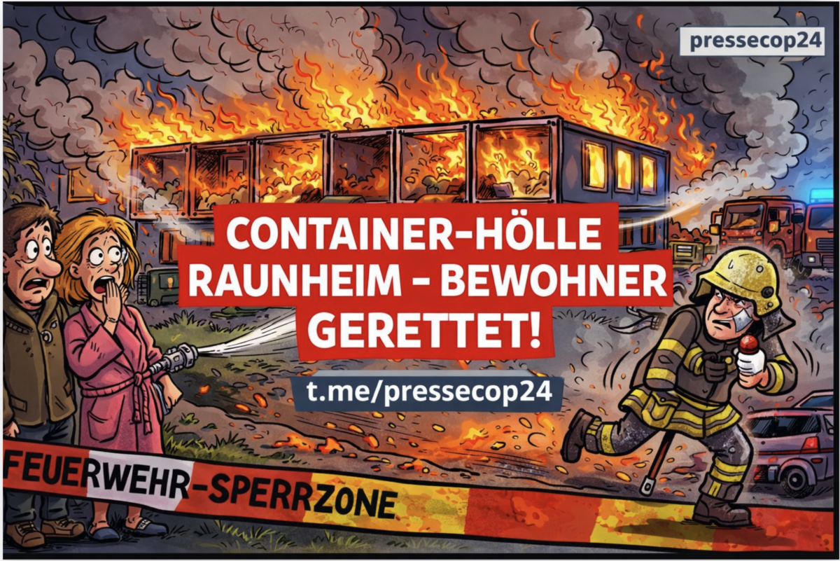 +++ FLAMMEN-DRAMA IN RAUNHEIM! CONTAINER-HÖLLE IN DER NACHT – BEWOHNER IN SICHERHEIT, FEUERWEHR IM DAUER-EINSATZ! +++