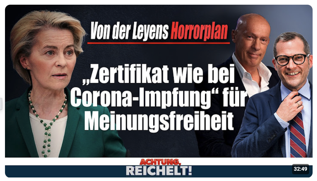 EU-Horrorplan! Meinungsfreiheit nur noch mit Zertifikat wie bei Corona!