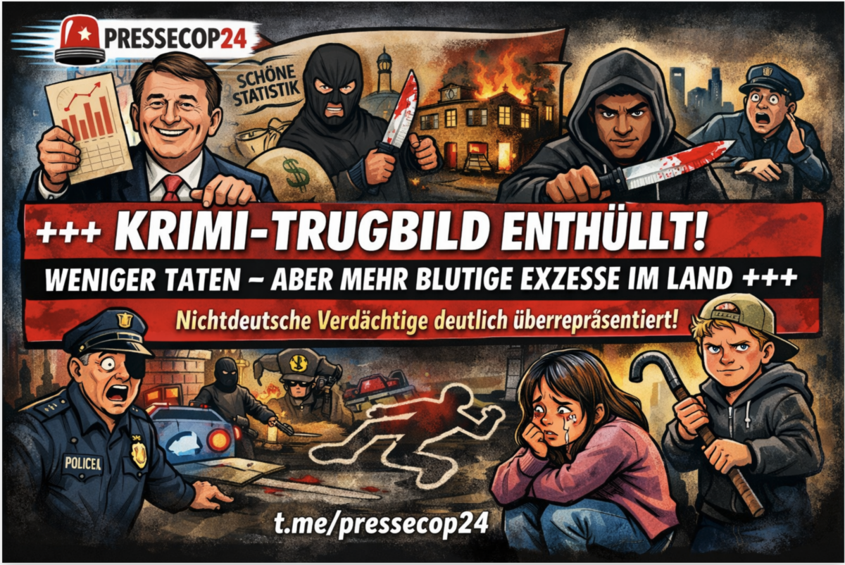+++ KRIMI-TRUGBILD ENTHÜLLT! WENIGER TATEN – ABER MEHR BLUTIGE EXZESSE IM LAND +++ Nichtdeutsche Verdächtige deutlich überrepräsentiert!