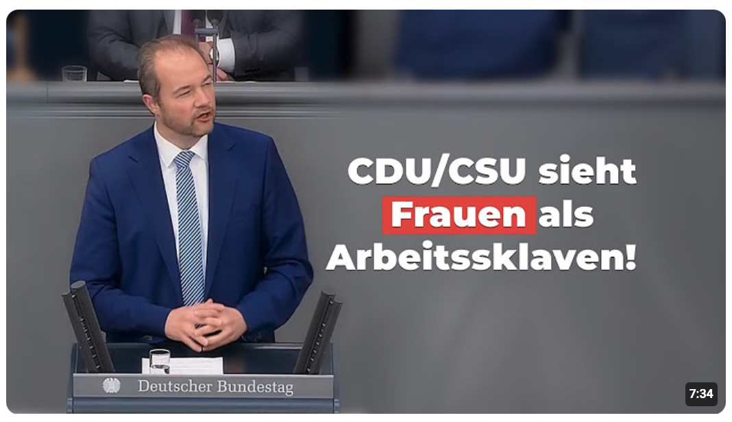 Für CDU/CSU sind deutsche Frauen nur Arbeitssklaven des Staates