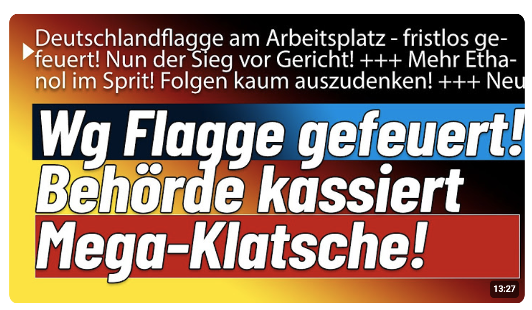 Sieg vor Gericht! Schwarz Rot Gold am Behörden-Arbeitsplatz = Fristlose Kündigung! Zu Unrecht!
