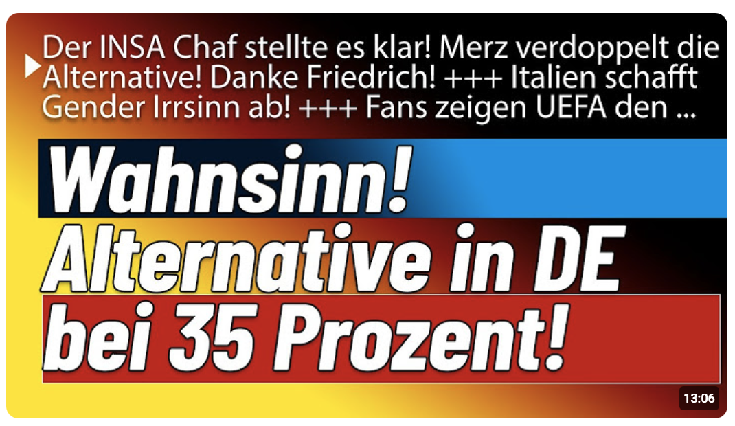 INSA Chef lässt Bombe platzen! Alternative erreicht Bundesweit 35 Prozent der Wähler! Gratulation!