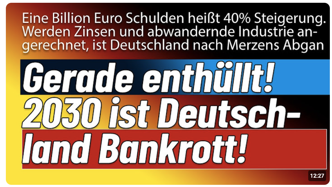 Wow! Noch vier Jahre, dann ist Deutschland pleite! Abwanderung plus Verschuldung, das ist zu viel!