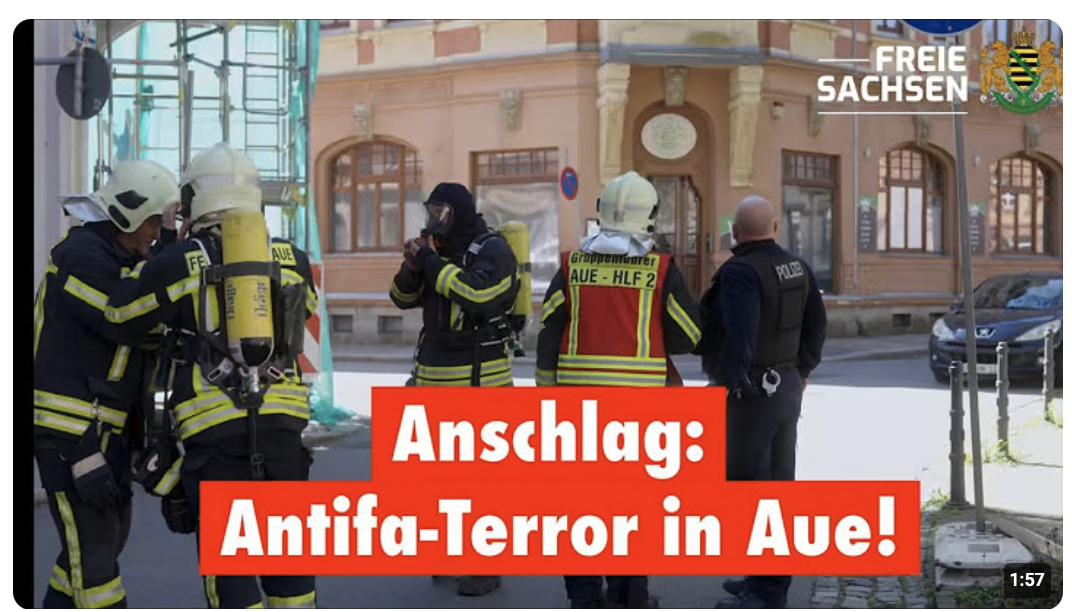 Antifa-Terror in Aue: Anschlag auf Bürgertreff!Einen Tag vor der großen Maidemonstration in Aue tobt