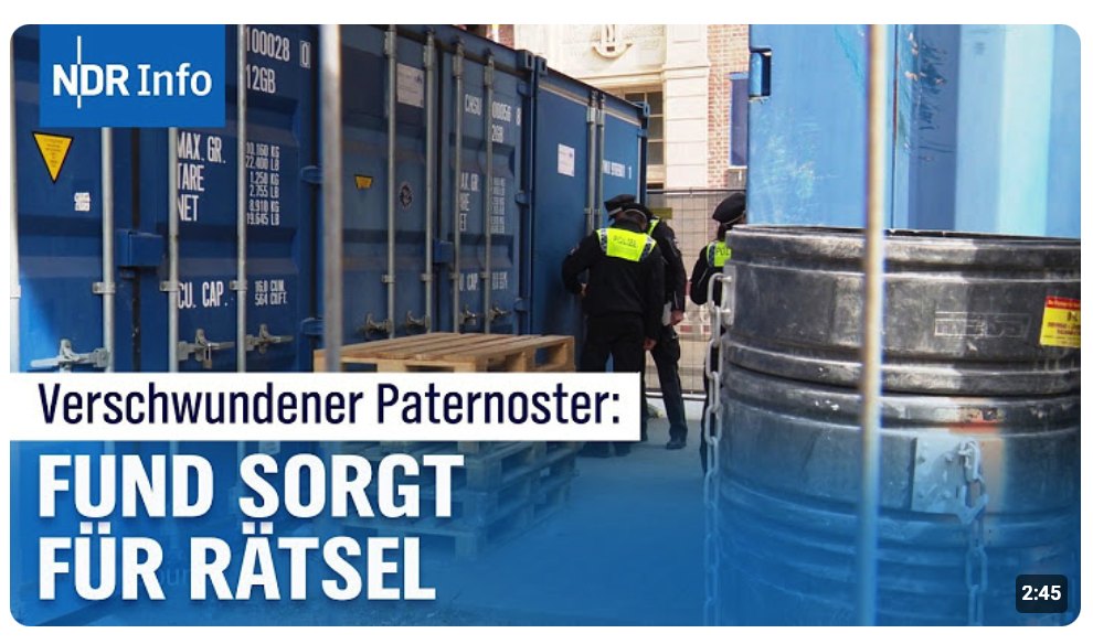 Spektakuläre Wendung um Denkmal: Verschollene Paternoster‑Teile plötzlich entdeckt | NDR Info