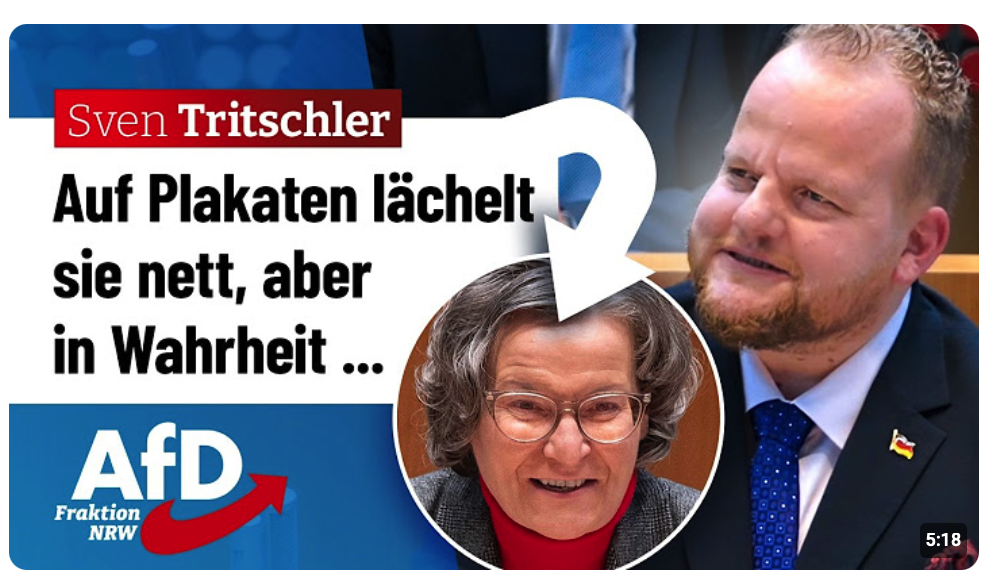 Auf Plakaten lächelt Ministerin Scharrenbach nett, aber in Wahrheit … – Sven Tritschler (AfD)