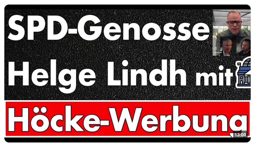 SPD-Genosse Lindh: ‚Höcke einladen ist kein Heldenmut – sondern Gratismut!‘ Beste AfD-Werbung 2026