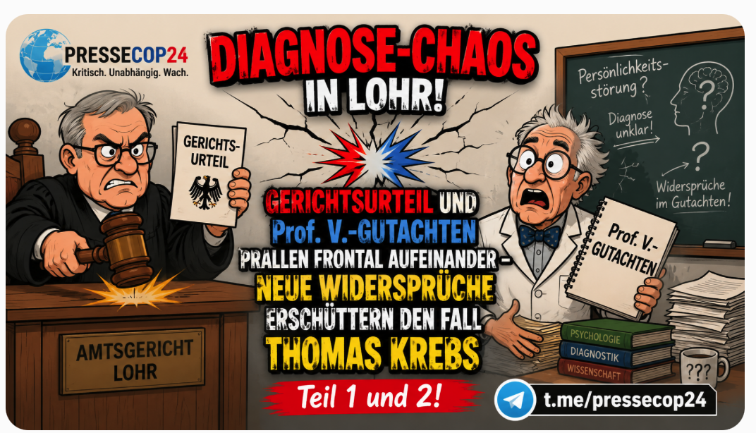 DIAGNOSE-CHAOS IN LOHR! GERICHTSURTEIL UND Prof. V.-GUTACHTEN PRALLEN FRONTAL AUFEINANDER – NEUE WIDERSPRÜCHE ERSCHÜTTERN DEN FALL THOMAS KREBS Teil  1 und 2!