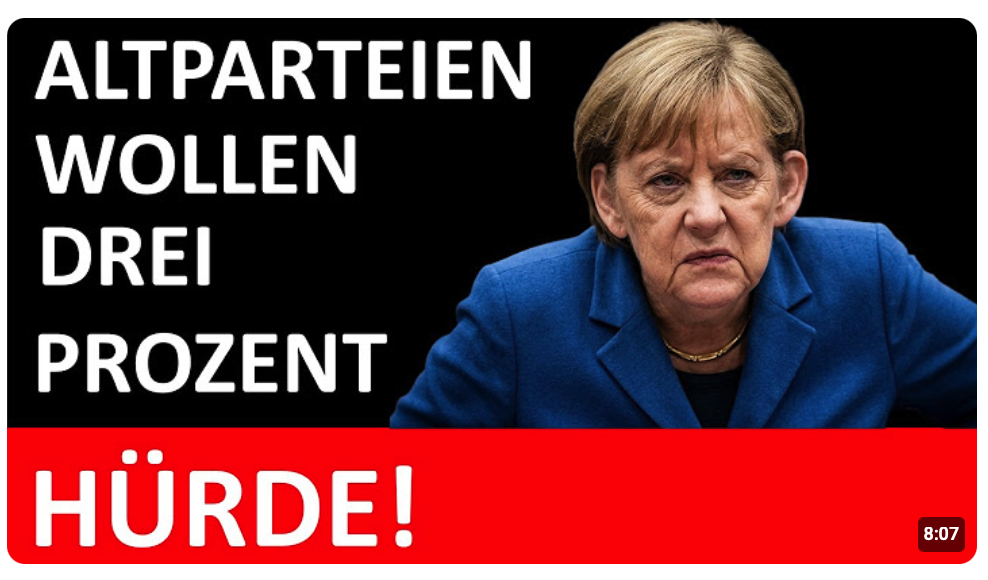 Skandal! Von Fünf auf drei Prozent, um die AfD zu verhindern! Merkel fordert mehr SPD-Politik