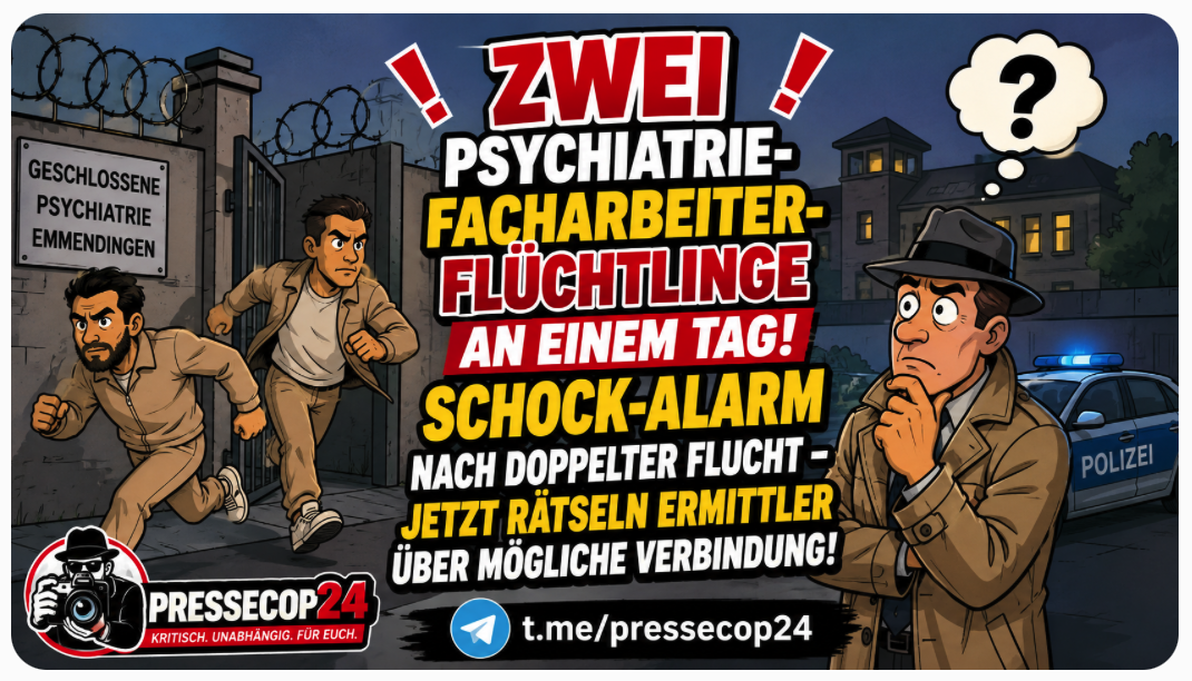 ZWEI PSYCHIATRIE-FACHARBEITER-FLÜCHTLINGE  AN  EINEM  TAG! SCHOCK-ALARM  NACH  DOPPELTER FLUCHT – JETZT RÄTSELN ERMITTLER ÜBER MÖGLICHE VERBINDUNG!
