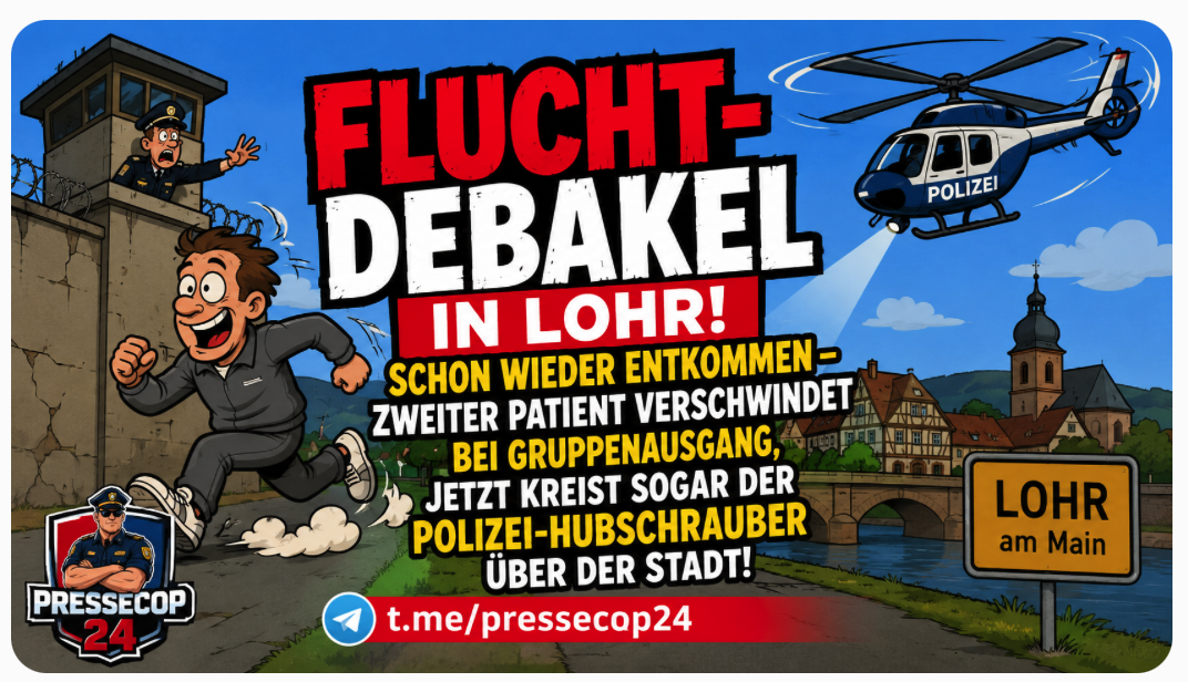 FLUCHT-Debakel  IN LOHR! SCHON WIEDER ENTKOMMEN – ZWEITER PATIENT VERSCHWINDET BEI GRUPPENAUSGANG, JETZT KREIST SOGAR DER POLIZEI-HUBSCHRAUBER ÜBER DER STADT!