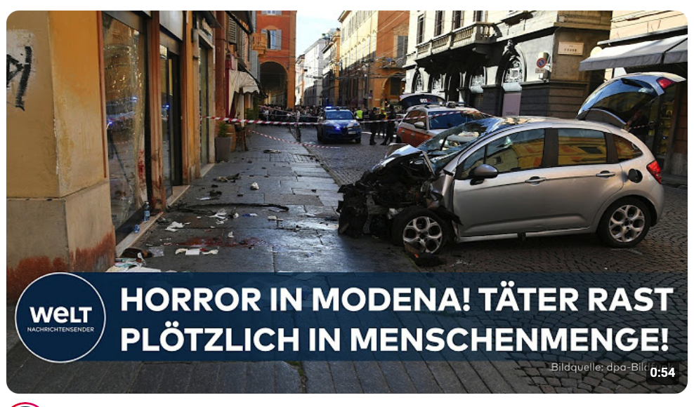 HORROR IN MODENA: Autofahrer rast in Menschenmenge – Acht Menschen verletzt!