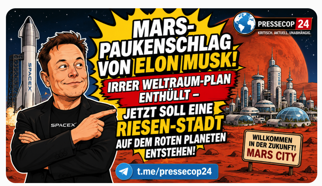 MARS-PAUKENSCHLAG VON ELON MUSK! IRRER WELTRAUM-PLAN ENTHÜLLT – JETZT SOLL EINE RIESEN-STADT AUF DEM ROTEN PLANETEN ENTSTEHEN!
