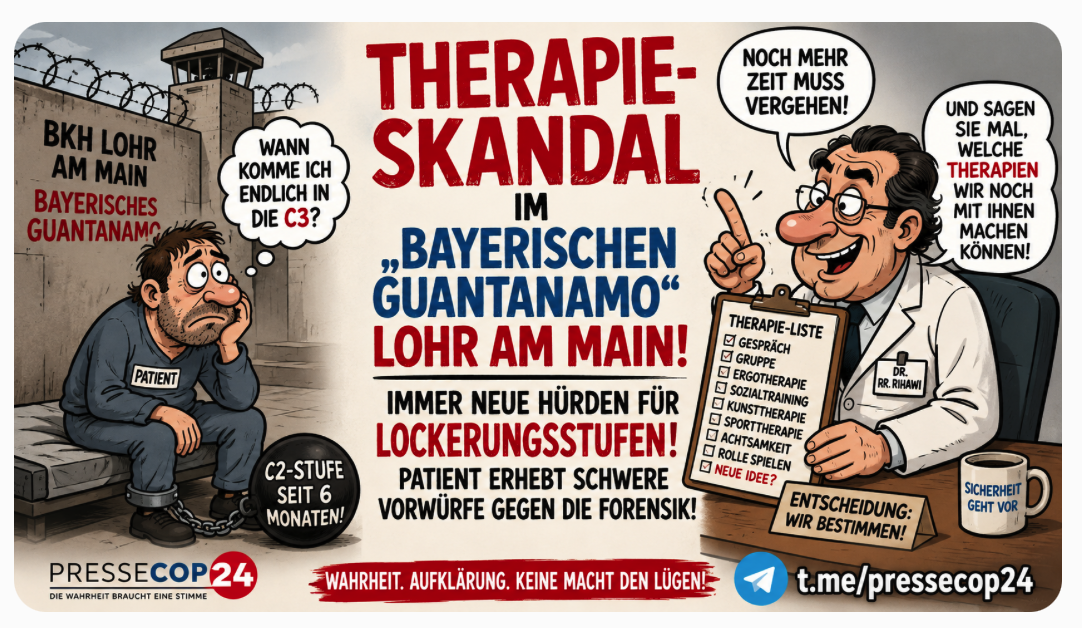 THERAPIE-SKANDAL IM „BAYERISCHEN GUANTANAMO“ LOHR? IMMER NEUE HÜRDEN FÜR LOCKERUNGSSTUFEN – PATIENT ERHEBT SCHWERE VORWÜRFE GEGEN DIE FORENSIK!