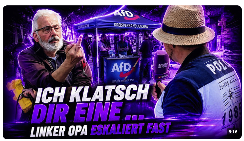 Linker Opa droht mir … Interview eskaliert fast AfD Infostand Aachen