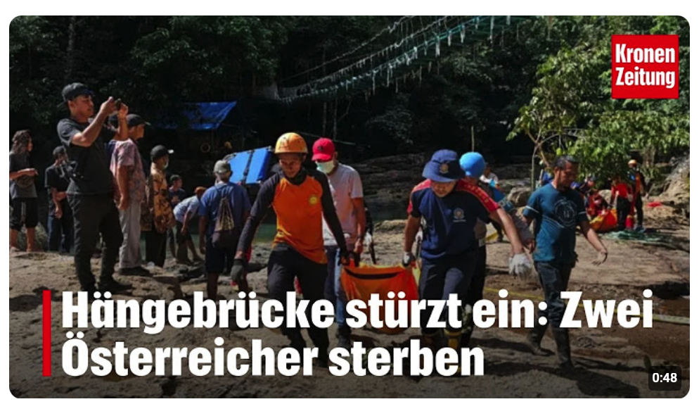 Hängebrücke stürzt ein: Zwei Österreicher sterben | krone.tv NEWS