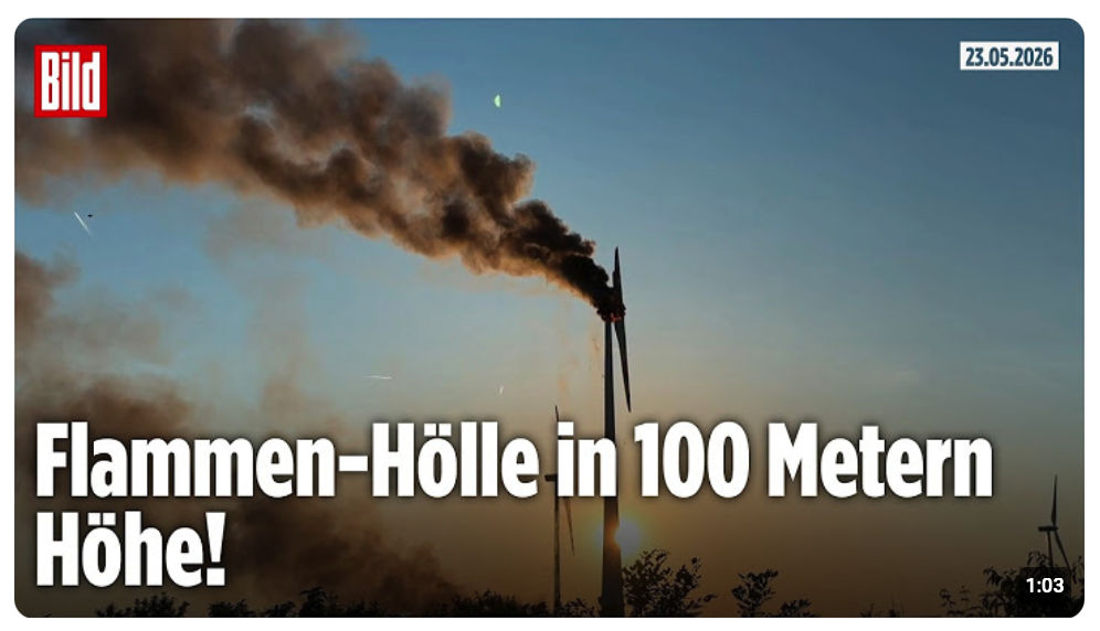 BAYERN: Flammen schießen aus Windrad in über 100 Metern Höhe!