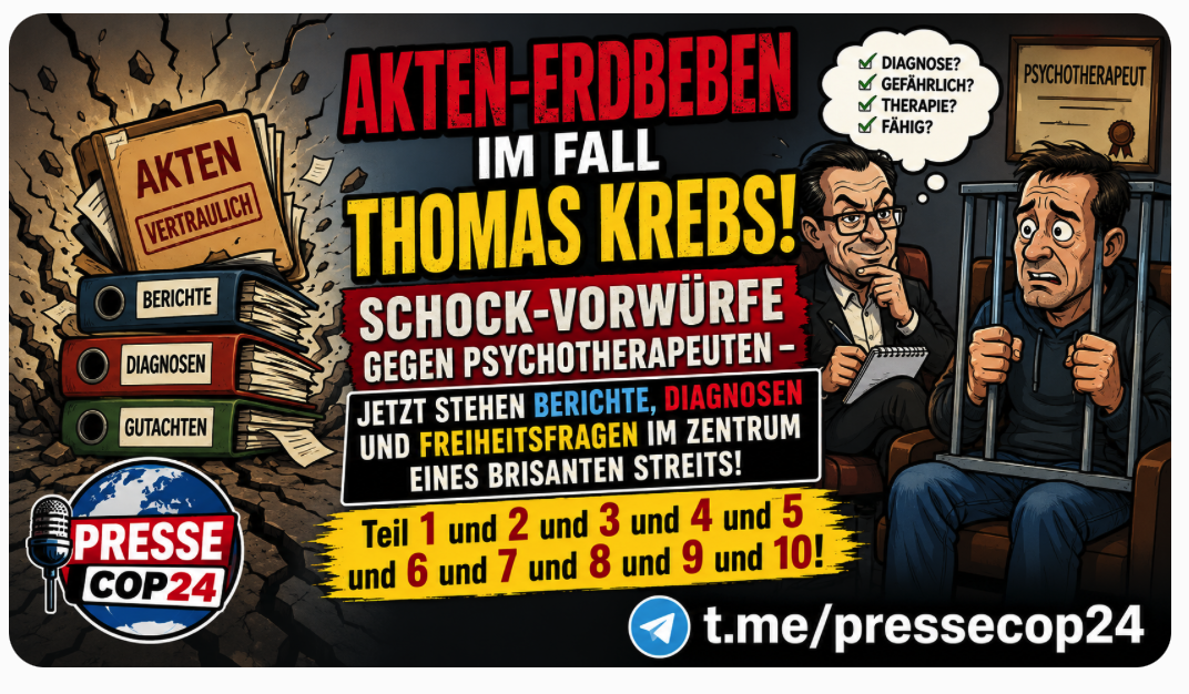 AKTEN-ERDBEBEN IM FALL THOMAS KREBS! SCHOCK-VORWÜRFE GEGEN PSYCHOTHERAPEUTEN – JETZT STEHEN BERICHTE, DIAGNOSEN UND FREIHEITSFRAGEN IM ZENTRUM EINES BRISANTEN STREITS! Teil 1 und 2 und 3 und 4 und 5 und 6 und 7 und 8 und 9 und 10!