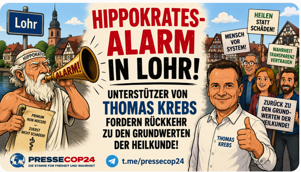 HIPPOKRATES-ALARM IN LOHR! UNTERSTÜTZER VON THOMAS KREBS FORDERN RÜCKKEHR ZU DEN GRUNDWERTEN DER HEILKUNDE!