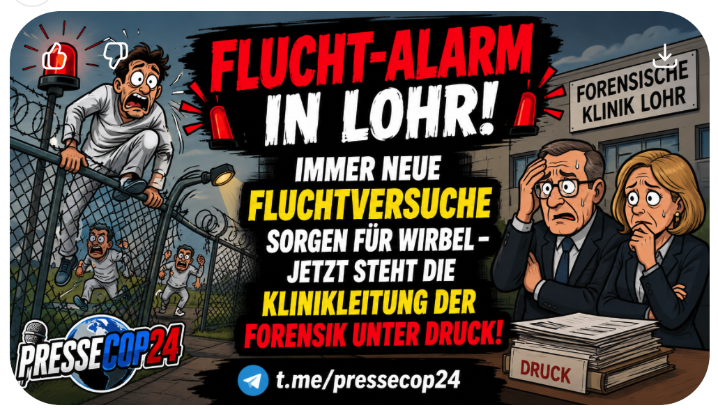 FLUCHT-ALARM IN LOHR! IMMER NEUE FLUCHTVERSUCHE  SORGEN FÜR WIRBEL – JETZT STEHT DIE  KLINIKLEITUNG DER FORENSIK UNTER DRUCK!