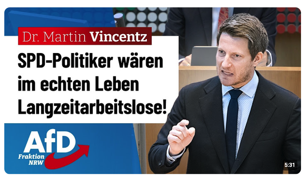 SPD-Politiker wären im echten Leben Langzeitarbeitslose! – Dr. Martin Vincentz (AfD)
