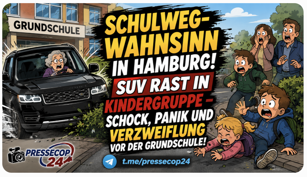 SCHULWEG-WAHNSINN IN HAMBURG! SUV RAST IN KINDERGRUPPE – SCHOCK, PANIK UND VERZWEIFLUNG VOR DER GRUNDSCHULE!