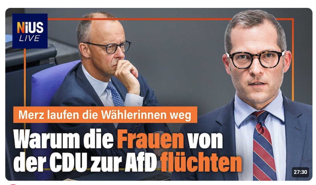 Merz verliert jede vierte Wählerin: AfD jetzt auch bei Frauen vorn | NIUS Live