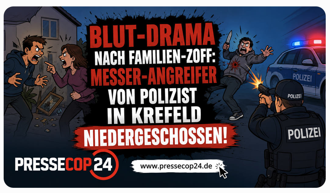 BLUT-DRAMA NACH FAMILIEN-ZOFF: MESSER-ANGREIFER VON POLIZIST IN KREFELD NIEDERGESCHOSSEN!
