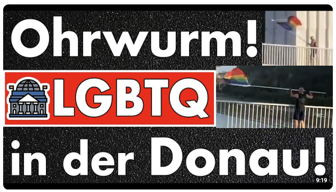 Hoppa, bye bye! Unbekannter wirft Regenbogenfahne in die Donau und wird dafür gefeiert!